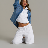 Boxy Adjustable Hoodie - White Marle