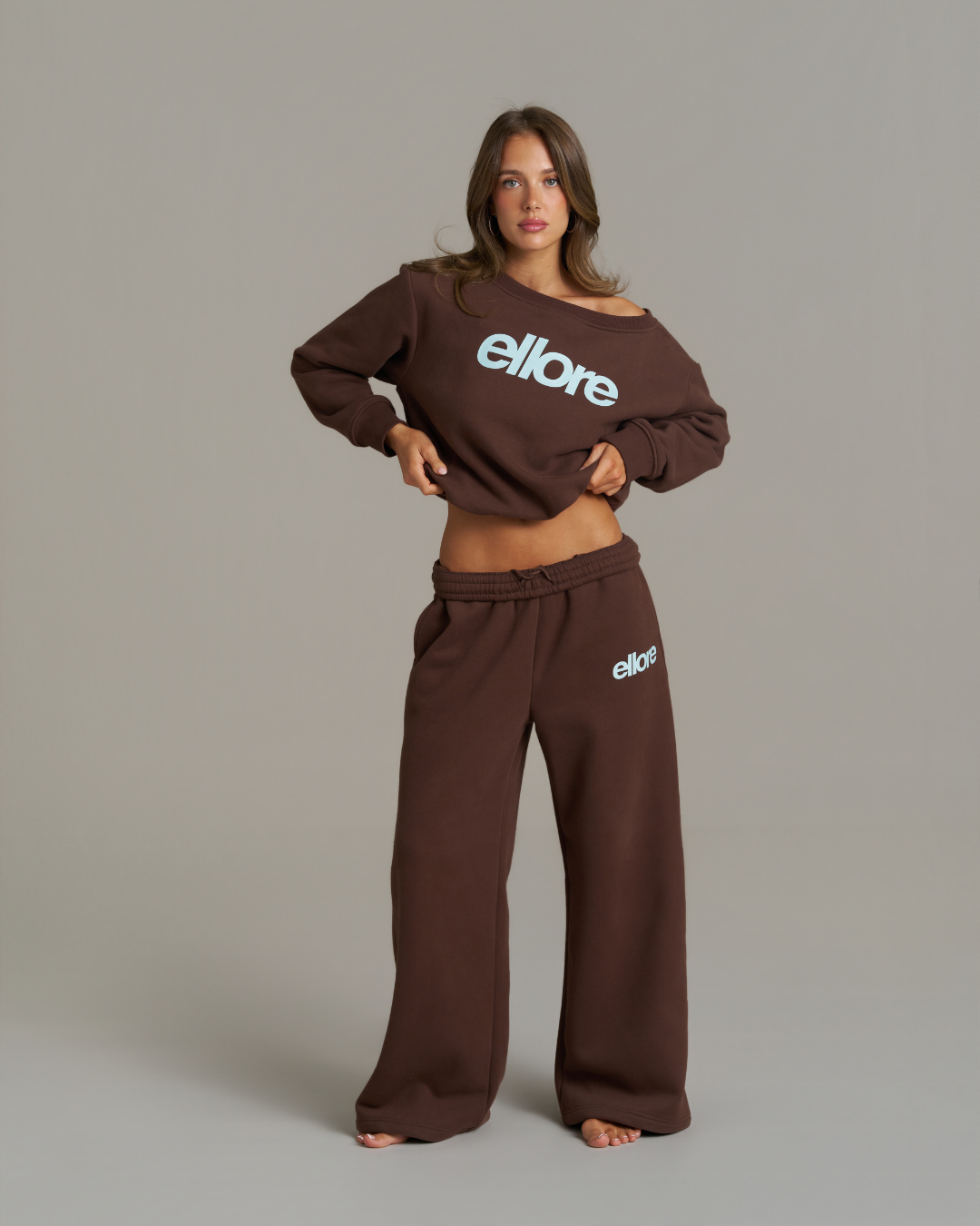 Wide Leg Sweatpants - Chocolate – ELLORE