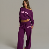 Boxy Adjustable Off-Shoulder Crewneck - Grape