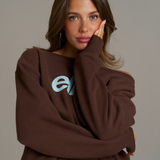 Boxy Adjustable Off-Shoulder Crewneck - Chocolate