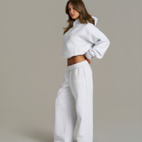 Wide Leg Sweatpants - White Marle