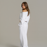 Boxy Oversized Cuffed Track - White Marle