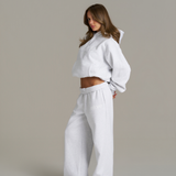 Wide Leg Sweatpants - White Marle