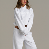 Boxy Adjustable Hoodie - White Marle