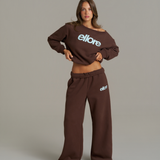 Boxy Adjustable Off-Shoulder Crewneck - Chocolate