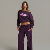 Boxy Adjustable Off-Shoulder Crewneck - Plum
