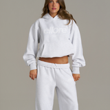 Boxy Adjustable Hoodie - White Marle