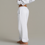Boxy Oversized Cuffed Track - White Marle