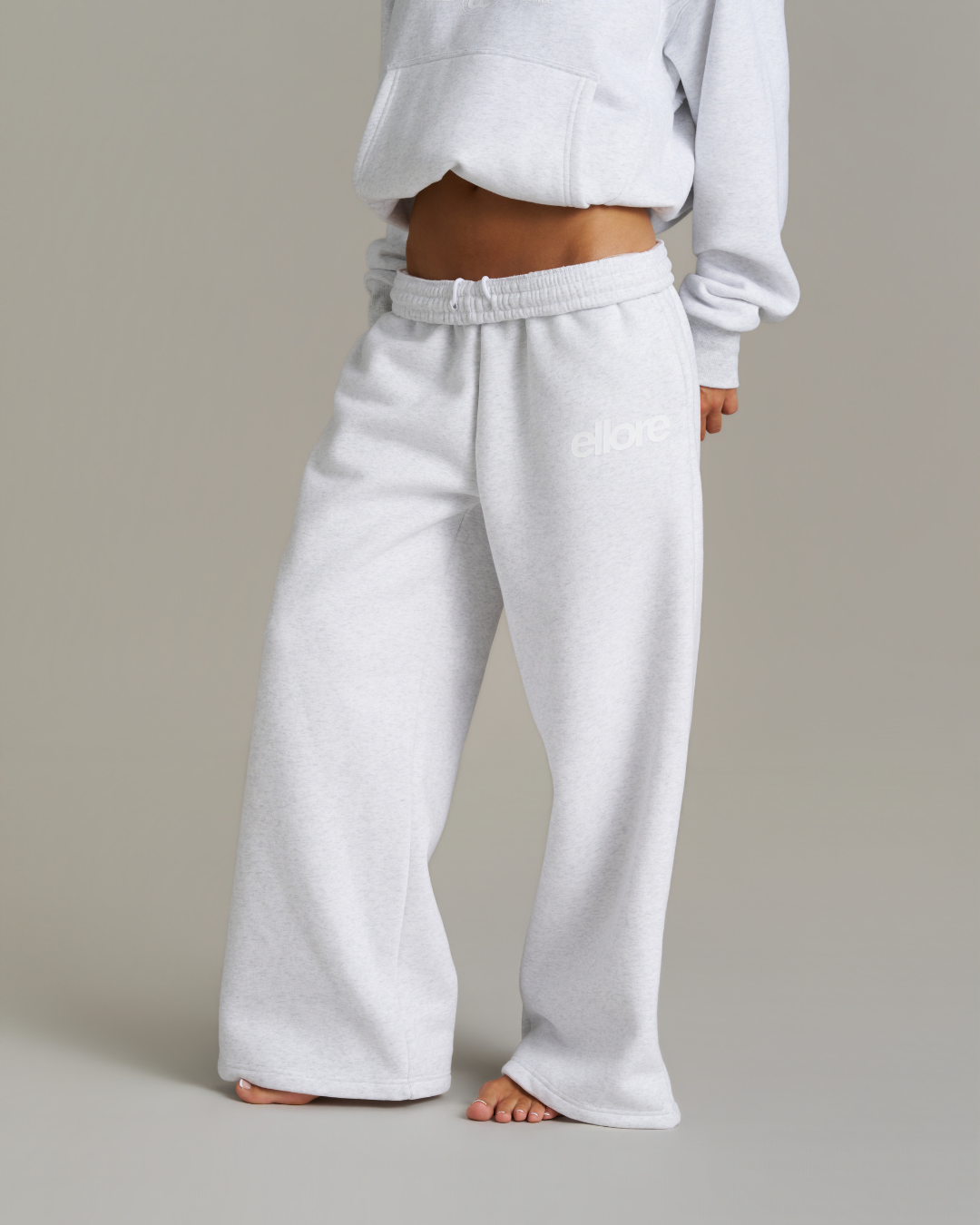 Wide Leg Sweatpants - White Marle