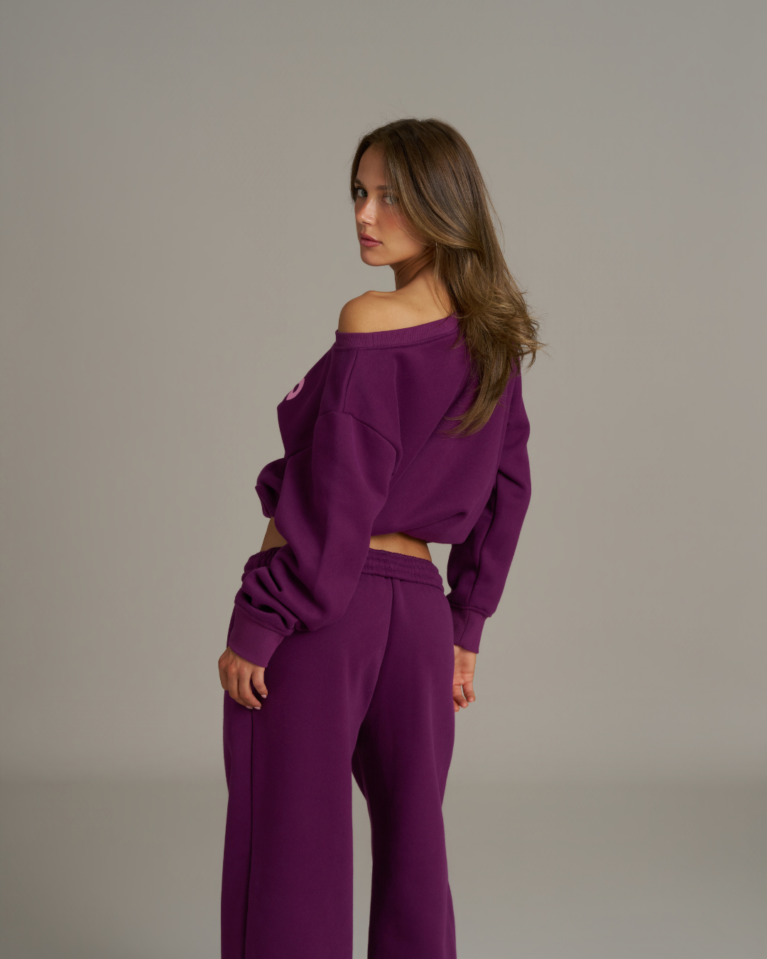 Wide Leg Sweatpants - Grape