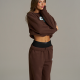 Boxy Adjustable Off-Shoulder Crewneck - Chocolate