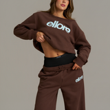 Boxy Adjustable Off-Shoulder Crewneck - Chocolate