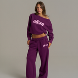 Boxy Adjustable Off-Shoulder Crewneck - Grape