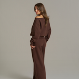 Wide Leg Sweatpants - Chocolate