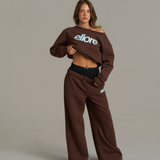 Boxy Adjustable Off-Shoulder Crewneck - Chocolate