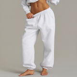 Boxy Oversized Cuffed Track - White Marle