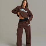 Boxy Adjustable Off-Shoulder Crewneck - Chocolate