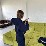 Boxy Adjustable Hoodie - New Navy