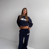 Boxy Adjustable Off-Shoulder Crewneck - New Navy