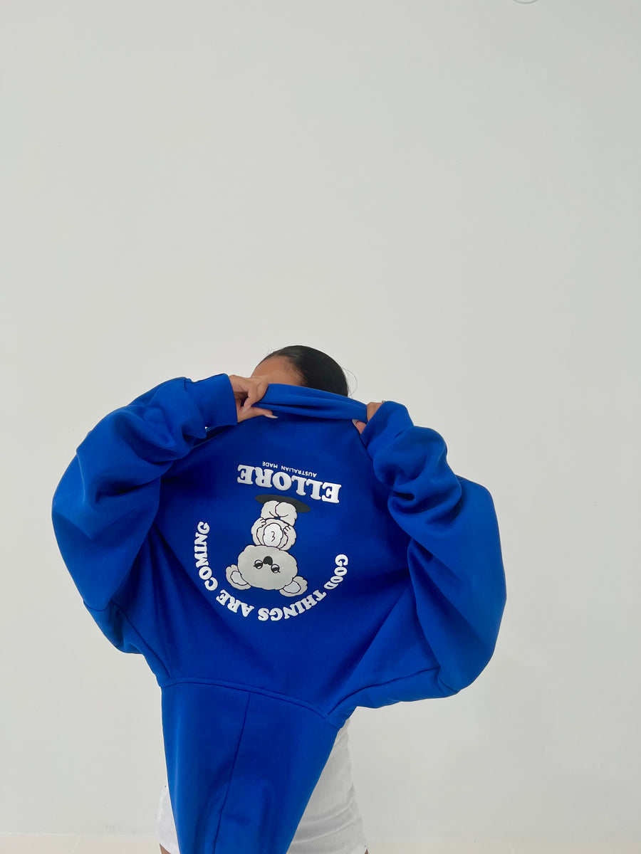 Cobalt Blue Puff Boxy Oversized Hood
