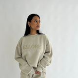 Stone Boxy Oversized Crew