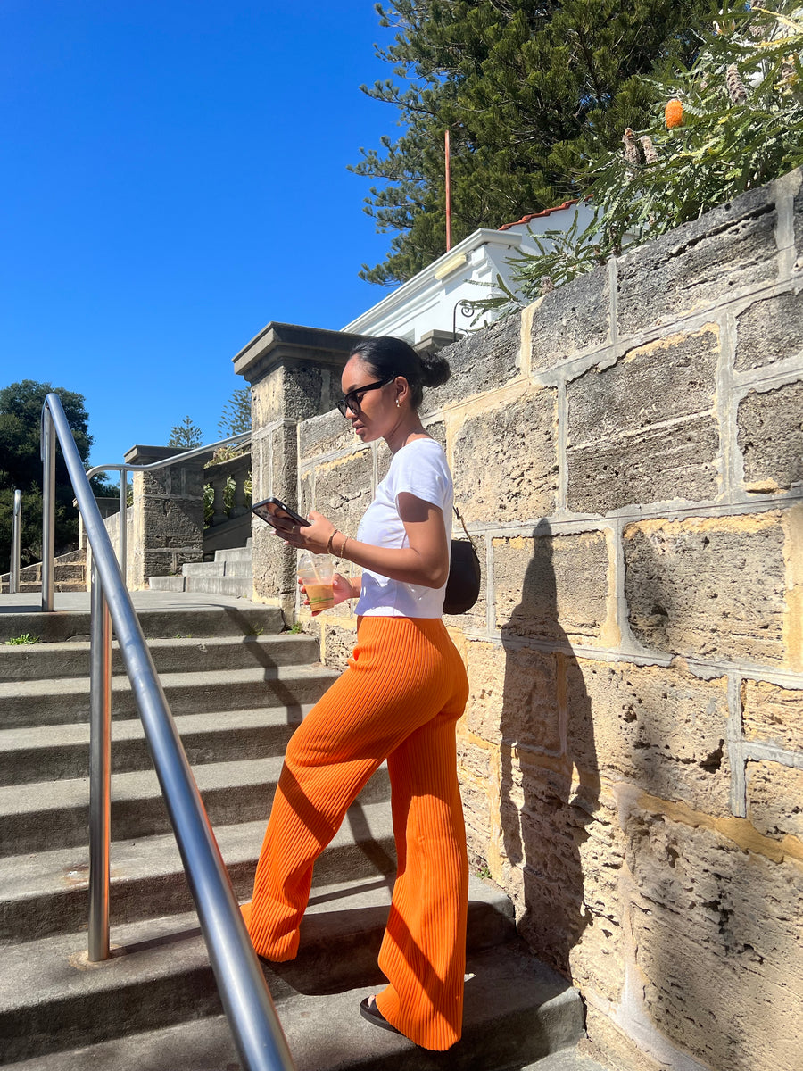 Orange Ribbed Pant