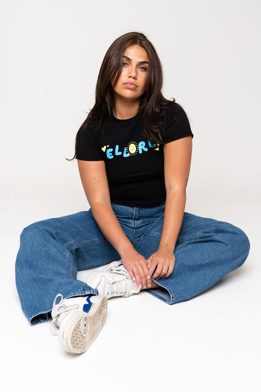 Black w Blue Baby Tee